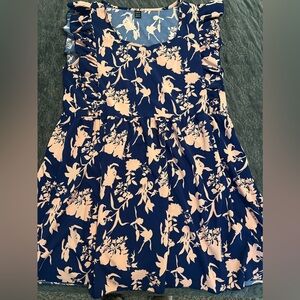 SHEIN Unity Floral Print Ruffle Trim Smock Dress